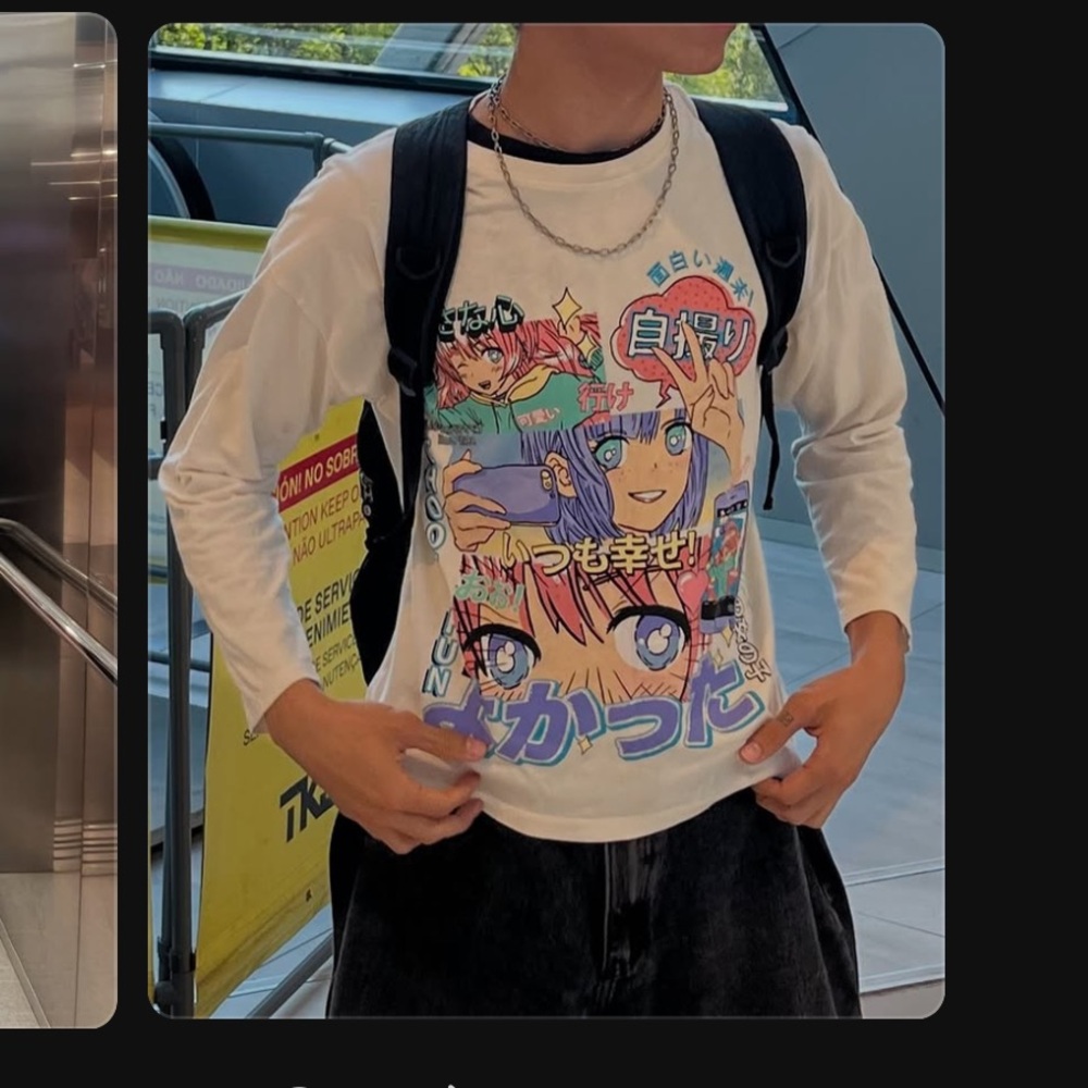 Zara viral kids teens Anime Graphic long sleeve shirt Tee 13 14 Large